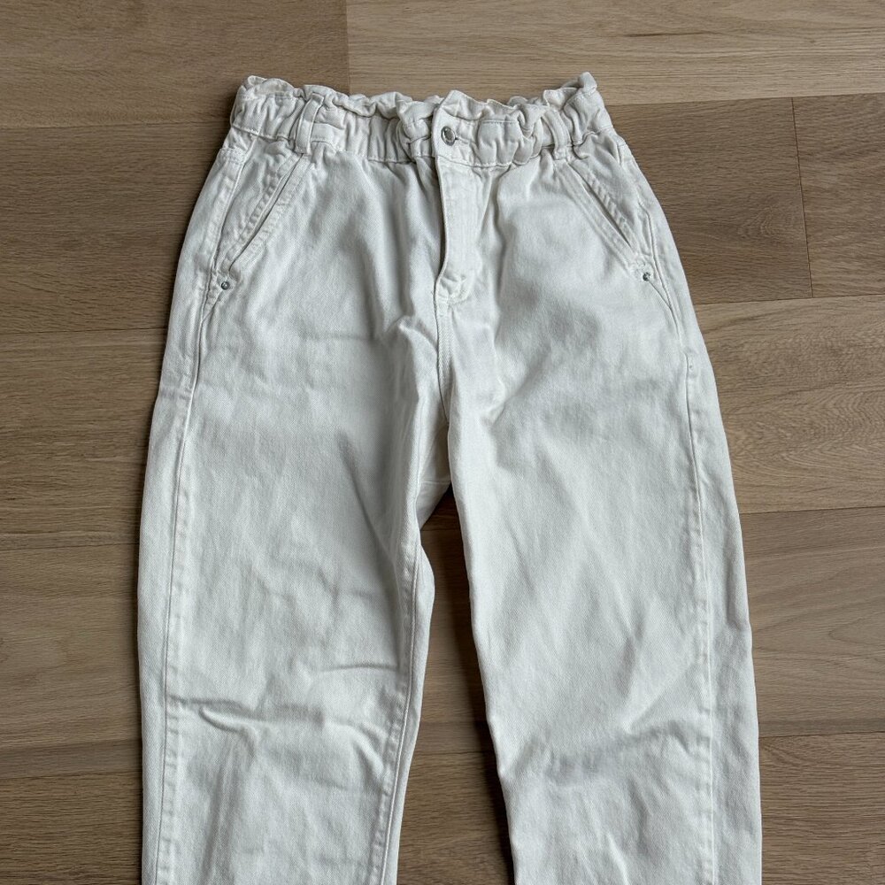 Zara Paperbag Waist Tapered Jeans - Cream